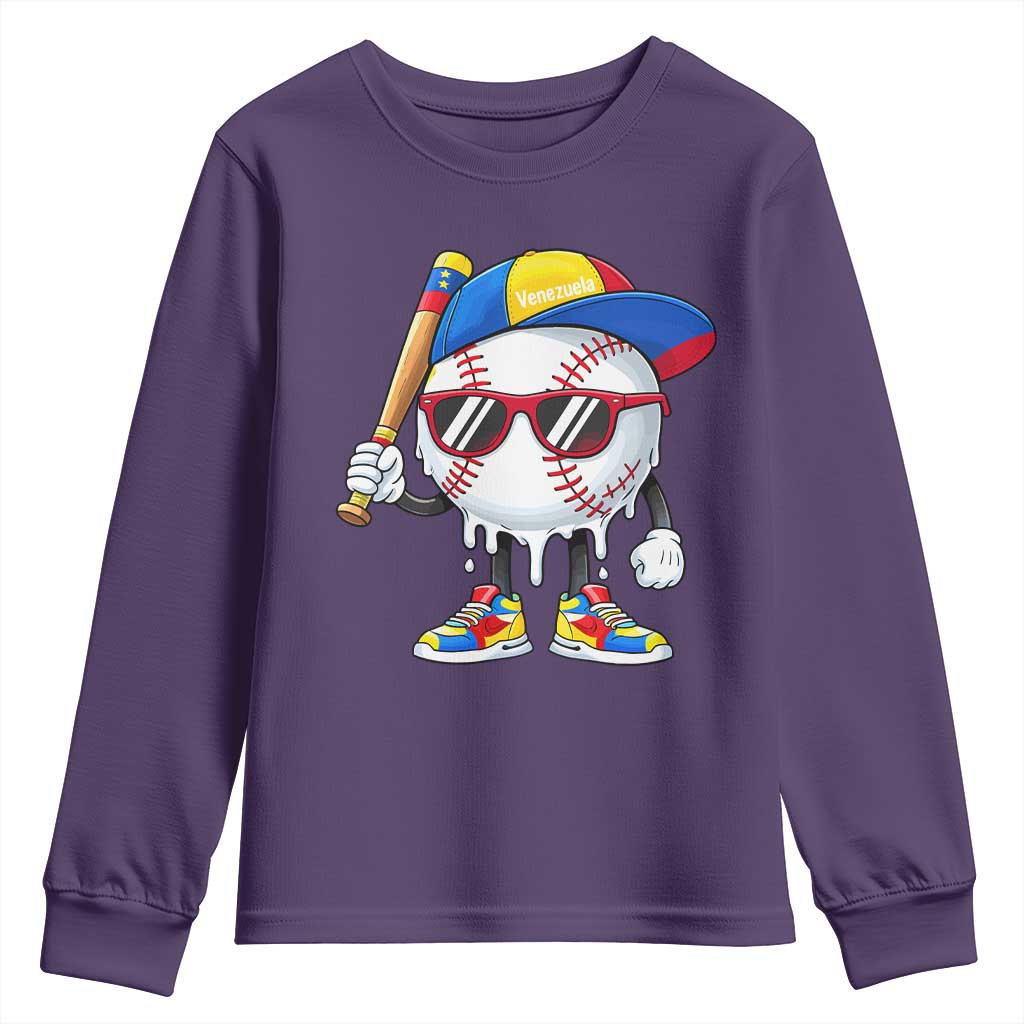 Venezuela Baseball Youth Sweatshirt Venezuelan Pride Baseball Life Style Youth Drip Baseball Boys Kid TS10 Purple Print Your Wear