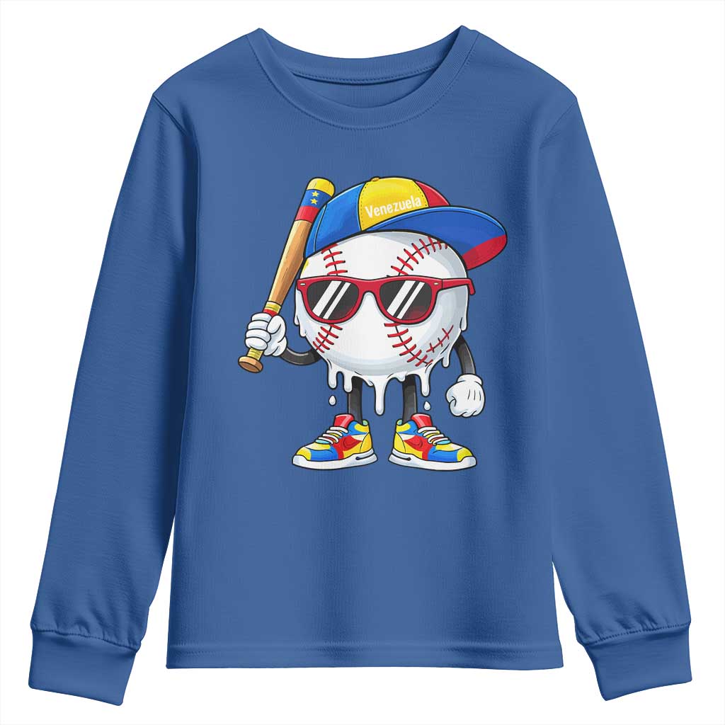 Venezuela Baseball Youth Sweatshirt Venezuelan Pride Baseball Life Style Youth Drip Baseball Boys Kid TS10 Royal Blue Print Your Wear