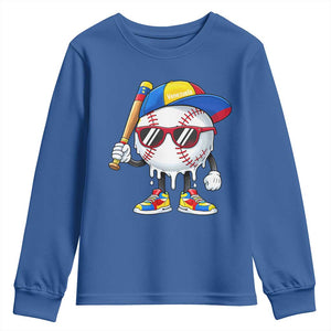Venezuela Baseball Youth Sweatshirt Venezuelan Pride Baseball Life Style Youth Drip Baseball Boys Kid TS10 Royal Blue Print Your Wear
