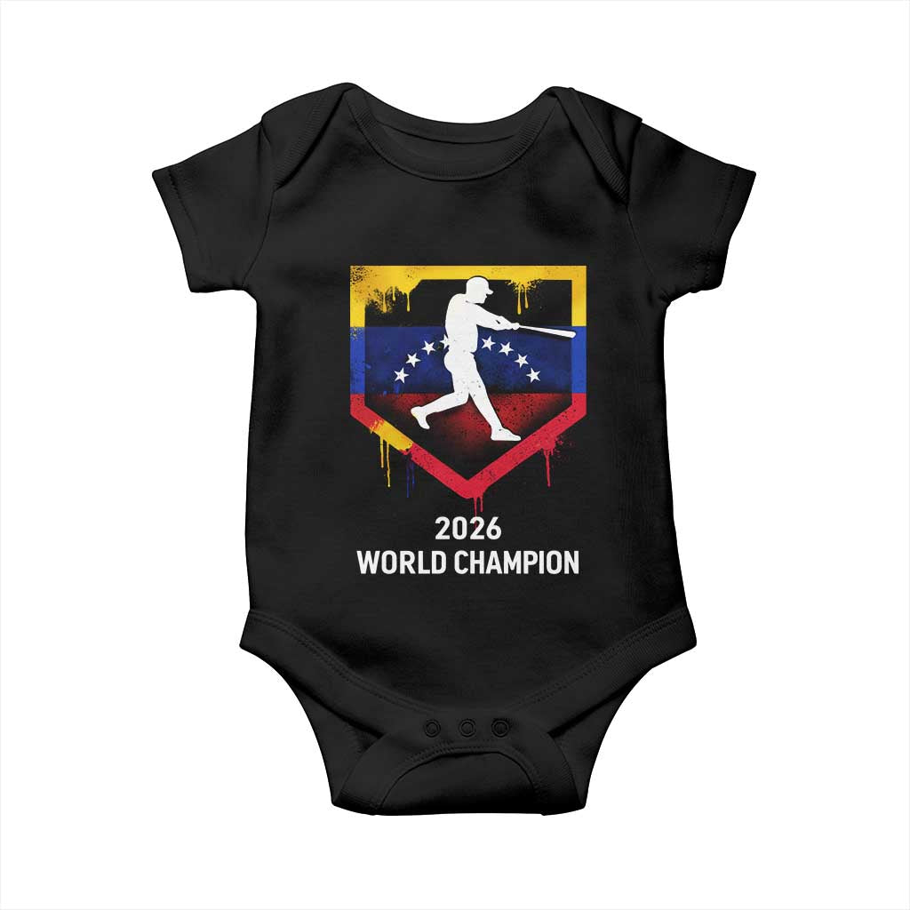 Venezuela Baseball 2026 Baby Onesie Venezuelan Flag Baseball Fan Gift TS10 Black Print Your Wear