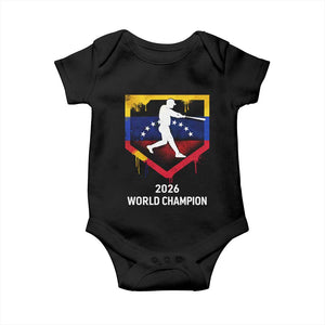 Venezuela Baseball 2026 Baby Onesie Venezuelan Flag Baseball Fan Gift TS10 Black Print Your Wear