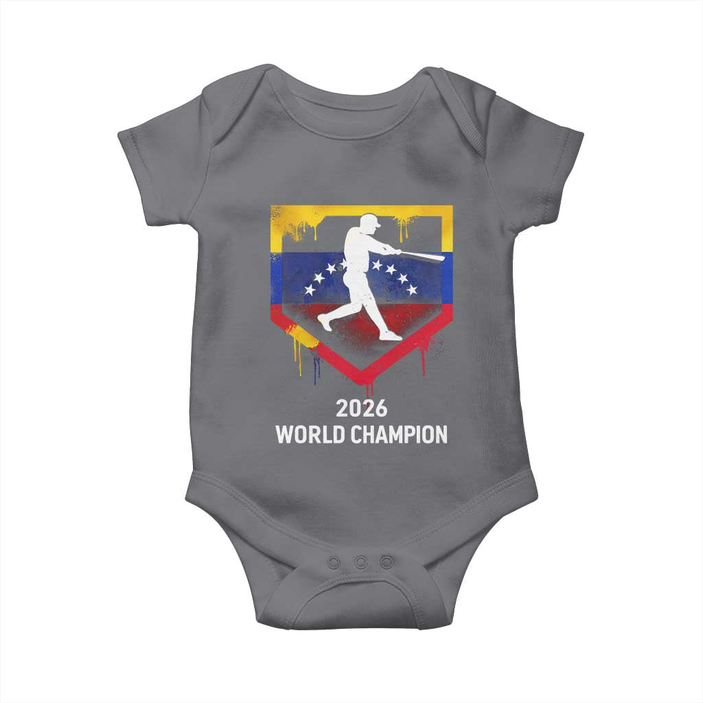 Venezuela Baseball 2026 Baby Onesie Venezuelan Flag Baseball Fan Gift TS10 Charcoal Print Your Wear
