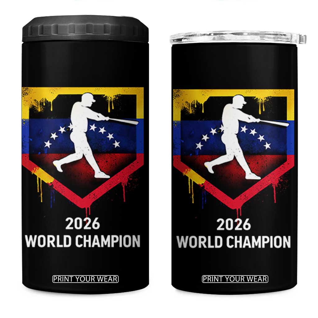Venezuela Baseball 2026 4 in 1 Can Cooler Tumbler Venezuelan Flag Baseball Fan Gift TS10 One Size: 16 oz Black Print Your Wear