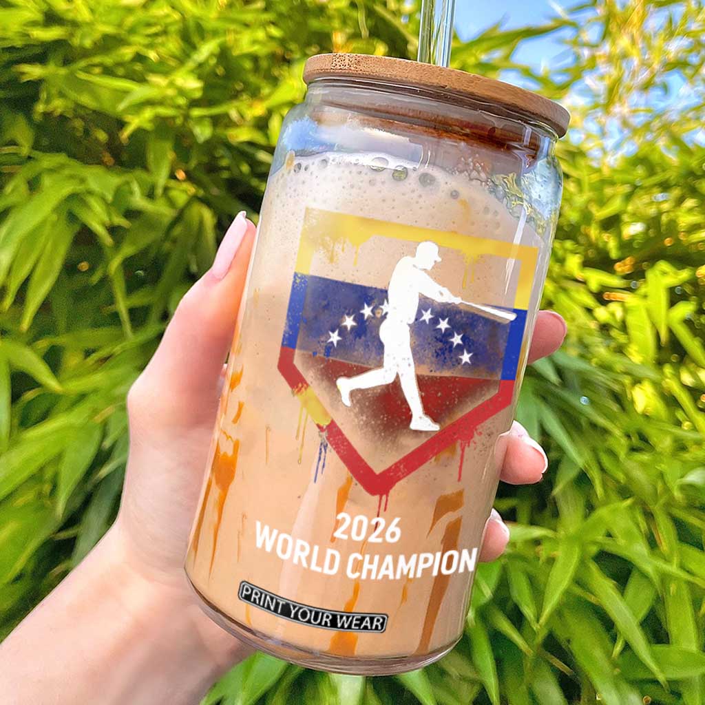 Venezuela Baseball 2026 Glass Can Venezuelan Flag Baseball Fan Gift TS10 Black Print Your Wear