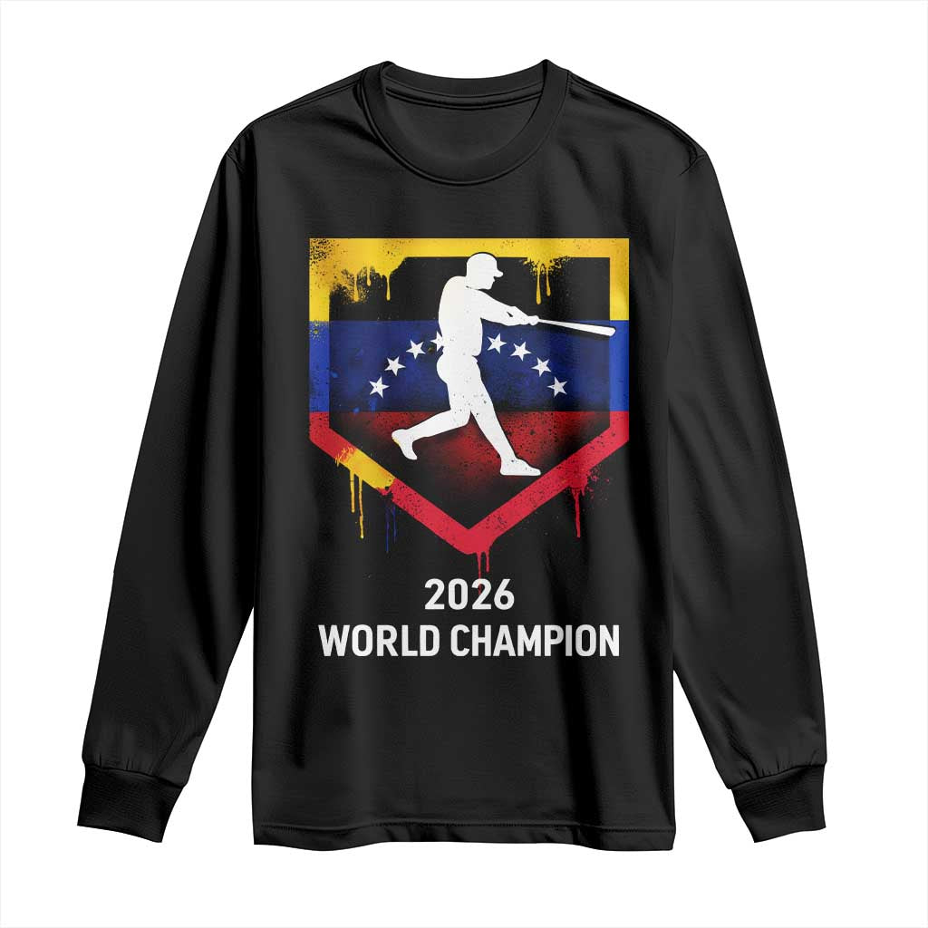 Venezuela Baseball 2026 Long Sleeve Shirt Venezuelan Flag Baseball Fan Gift TS10 Black Print Your Wear