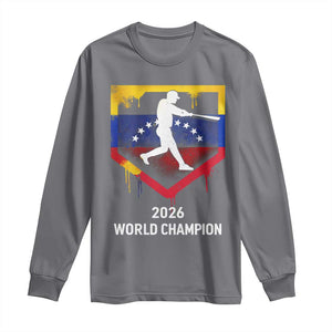 Venezuela Baseball 2026 Long Sleeve Shirt Venezuelan Flag Baseball Fan Gift TS10 Charcoal Print Your Wear