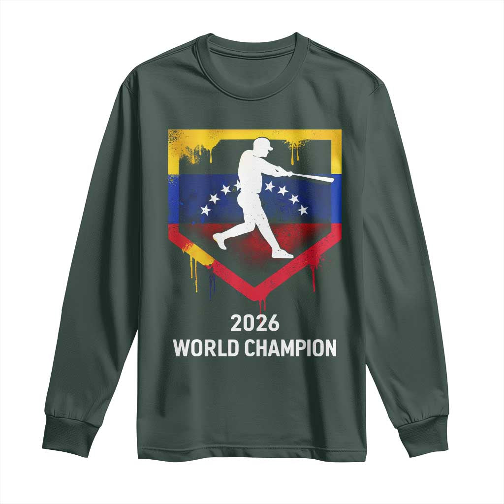 Venezuela Baseball 2026 Long Sleeve Shirt Venezuelan Flag Baseball Fan Gift TS10 Dark Forest Green Print Your Wear