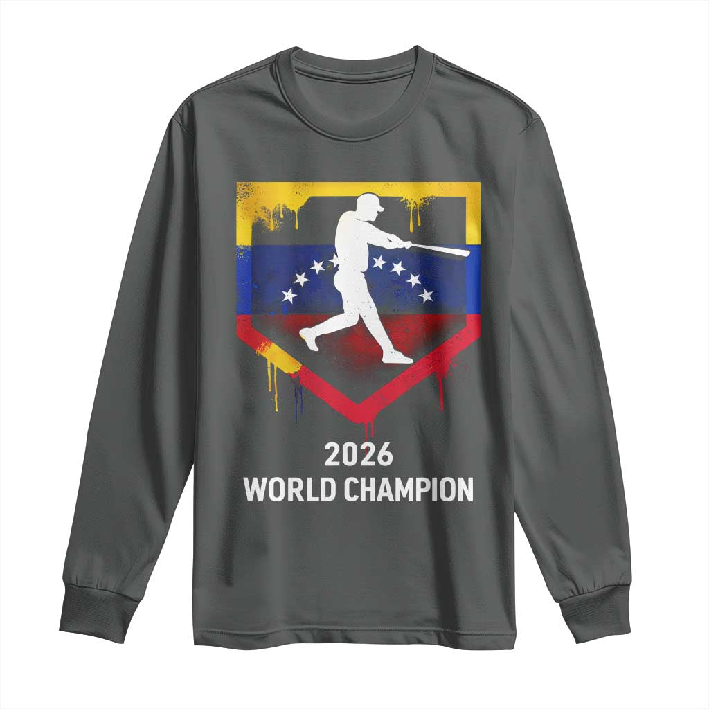 Venezuela Baseball 2026 Long Sleeve Shirt Venezuelan Flag Baseball Fan Gift TS10 Dark Heather Print Your Wear