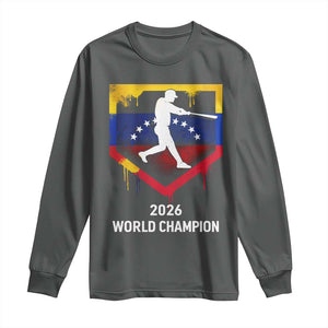 Venezuela Baseball 2026 Long Sleeve Shirt Venezuelan Flag Baseball Fan Gift TS10 Dark Heather Print Your Wear