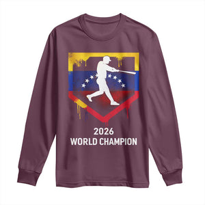 Venezuela Baseball 2026 Long Sleeve Shirt Venezuelan Flag Baseball Fan Gift TS10 Maroon Print Your Wear