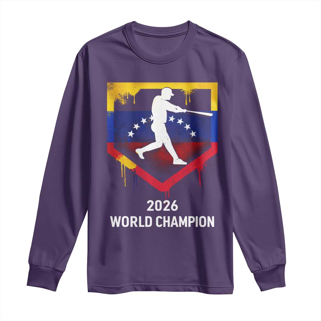 Venezuela Baseball 2026 Long Sleeve Shirt Venezuelan Flag Baseball Fan Gift TS10 Purple Print Your Wear