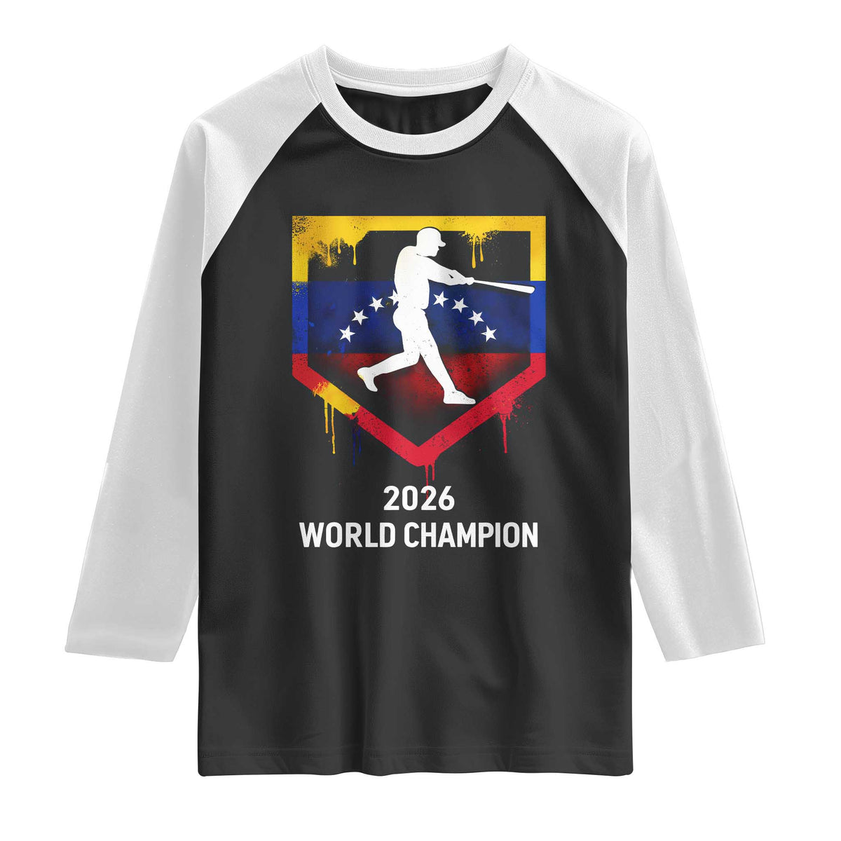 Venezuela Baseball 2026 Raglan Shirt Venezuelan Flag Baseball Fan Gift TS10 Black White Print Your Wear