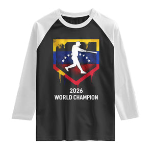 Venezuela Baseball 2026 Raglan Shirt Venezuelan Flag Baseball Fan Gift TS10 Black White Print Your Wear