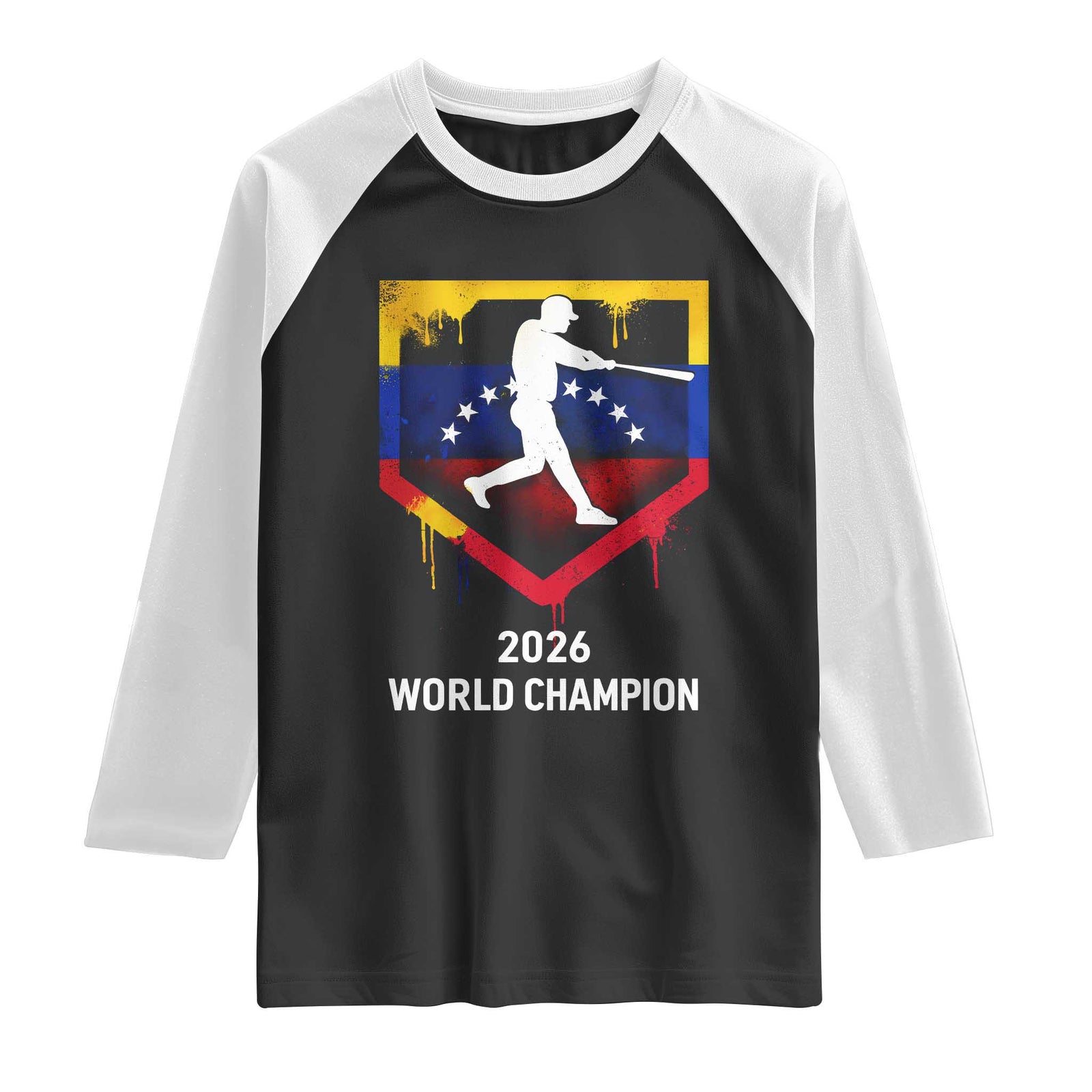 Venezuela Baseball 2026 Raglan Shirt Venezuelan Flag Baseball Fan Gift TS10 Black White Print Your Wear