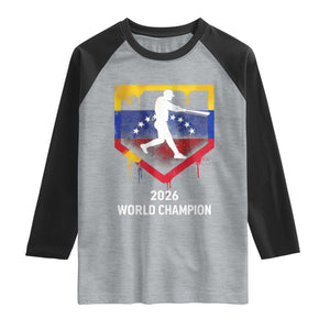 Venezuela Baseball 2026 Raglan Shirt Venezuelan Flag Baseball Fan Gift TS10 Heather Gray Black Print Your Wear