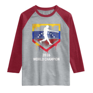Venezuela Baseball 2026 Raglan Shirt Venezuelan Flag Baseball Fan Gift TS10 Heather Gray Heather Red Print Your Wear