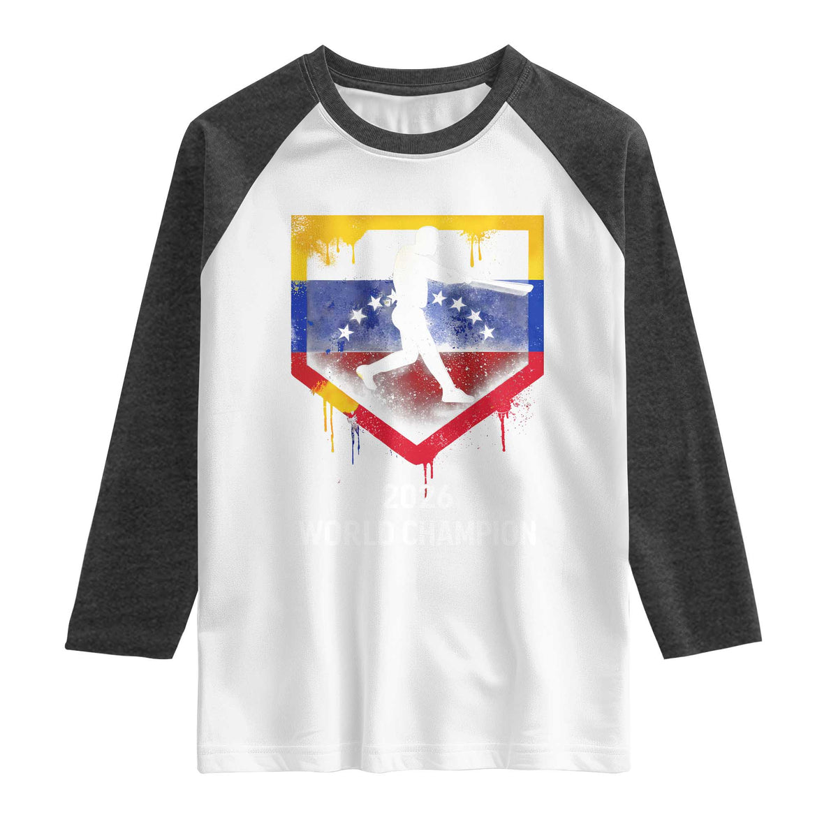 Venezuela Baseball 2026 Raglan Shirt Venezuelan Flag Baseball Fan Gift TS10 White Heather Charcoal Print Your Wear