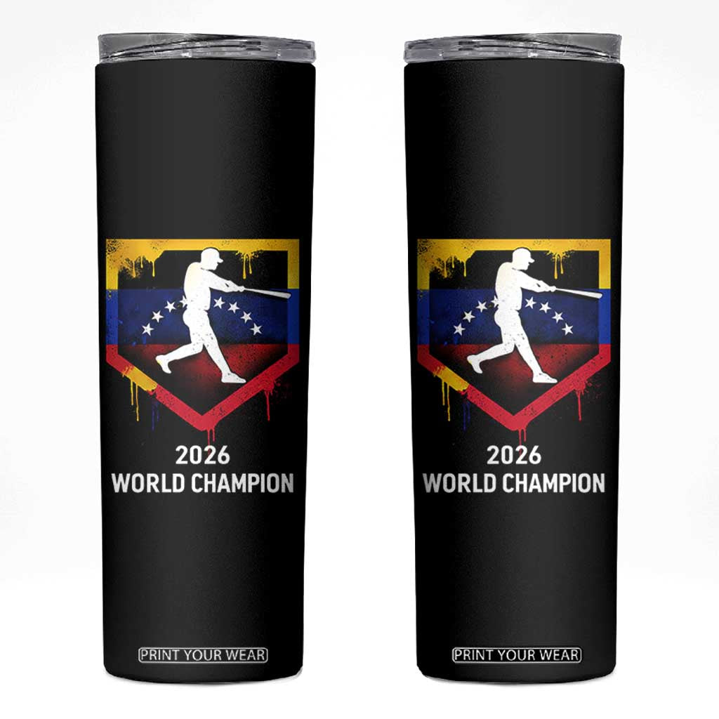 Venezuela Baseball 2026 Skinny Tumbler Venezuelan Flag Baseball Fan Gift TS10 Black Print Your Wear