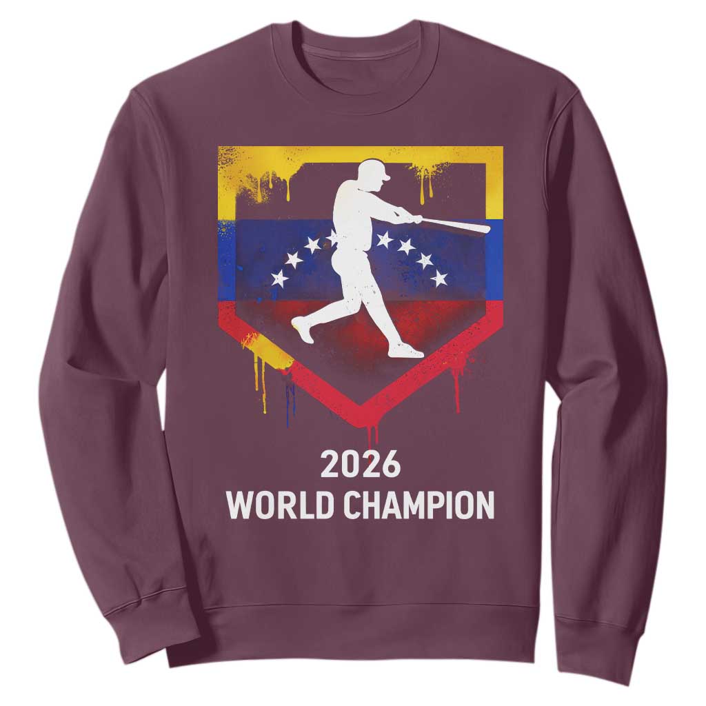 Venezuela Baseball 2026 Sweatshirt Venezuelan Flag Baseball Fan Gift TS10 Maroon Print Your Wear