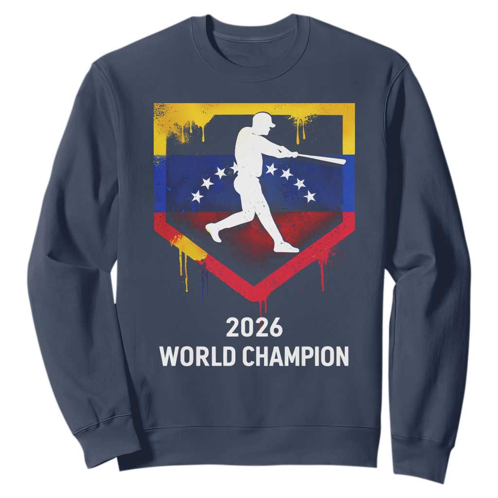 Venezuela Baseball 2026 Sweatshirt Venezuelan Flag Baseball Fan Gift TS10 Navy Print Your Wear