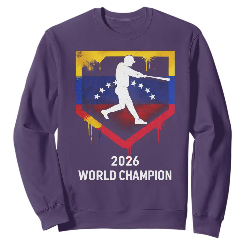 Venezuela Baseball 2026 Sweatshirt Venezuelan Flag Baseball Fan Gift TS10 Purple Print Your Wear
