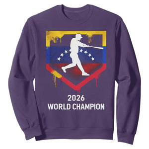Venezuela Baseball 2026 Sweatshirt Venezuelan Flag Baseball Fan Gift TS10 Purple Print Your Wear