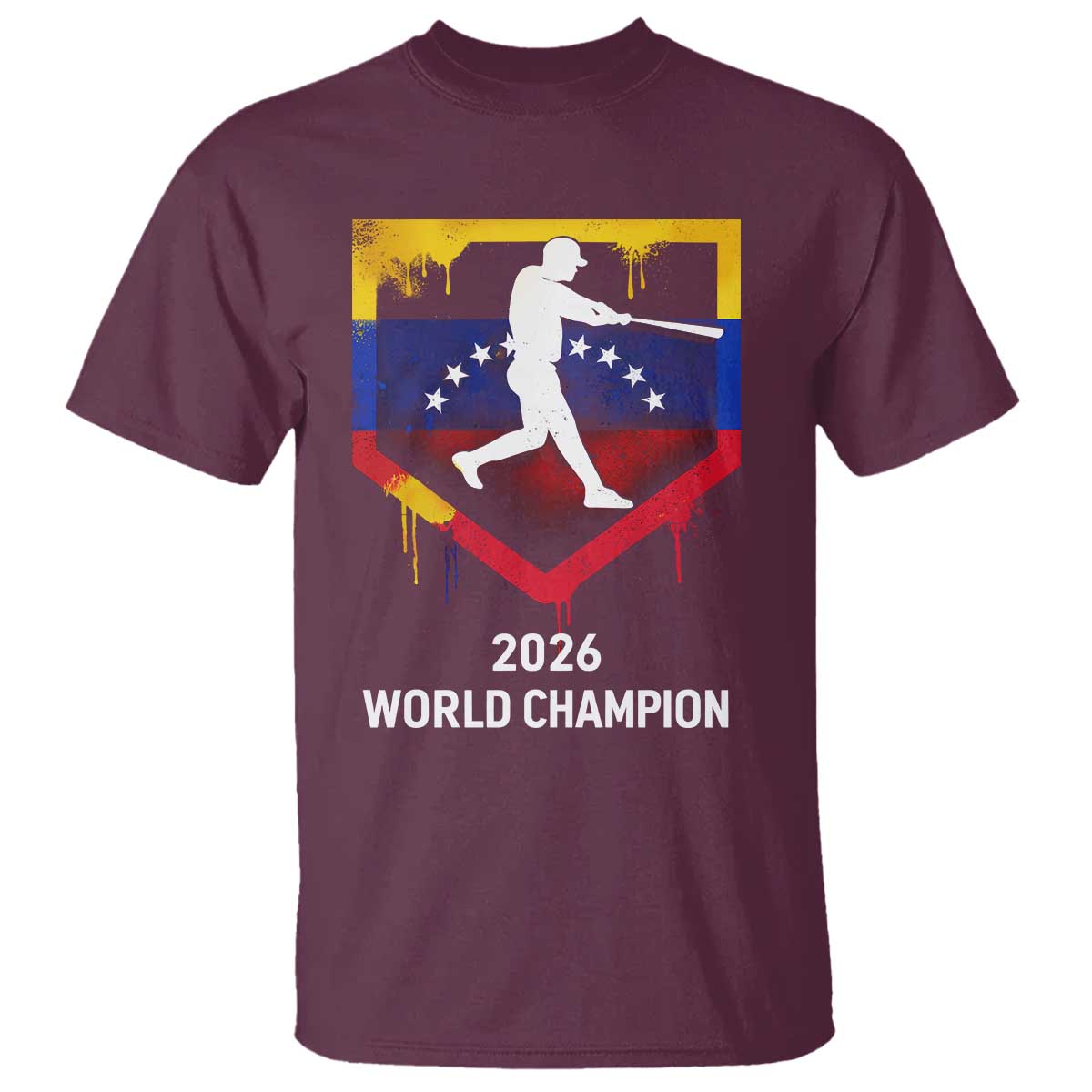 Venezuela Baseball 2026 T Shirt Venezuelan Flag Baseball Fan Gift TS10 Maroon Print Your Wear