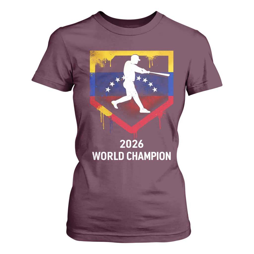 Venezuela Baseball 2026 T Shirt For Women Venezuelan Flag Baseball Fan Gift TS10 Maroon Print Your Wear