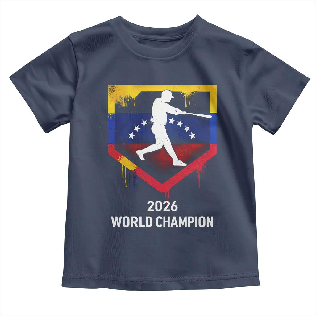 Venezuela Baseball 2026 Toddler T Shirt Venezuelan Flag Baseball Fan Gift TS10 Navy Print Your Wear