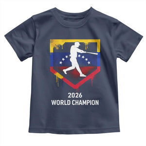 Venezuela Baseball 2026 Toddler T Shirt Venezuelan Flag Baseball Fan Gift TS10 Navy Print Your Wear