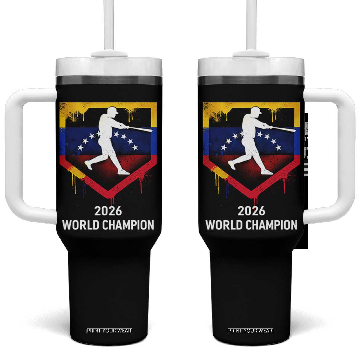 Venezuela Baseball 2026 Tumbler With Handle Venezuelan Flag Baseball Fan Gift TS10 One Size: 40 oz Black Print Your Wear