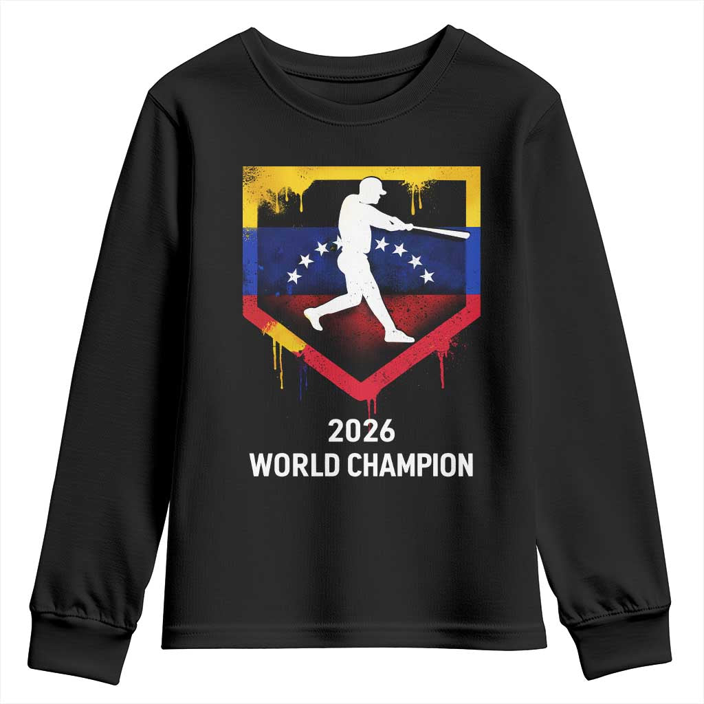 Venezuela Baseball 2026 Youth Sweatshirt Venezuelan Flag Baseball Fan Gift TS10 Black Print Your Wear