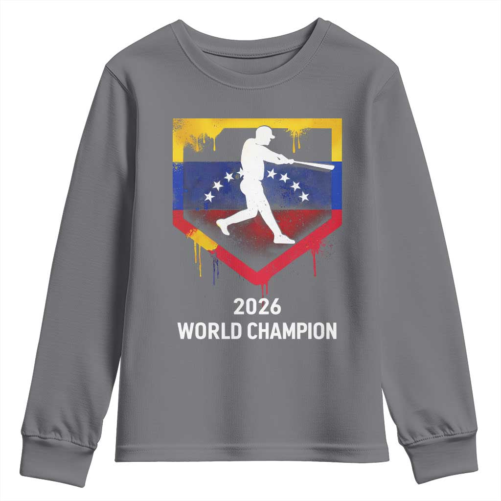 Venezuela Baseball 2026 Youth Sweatshirt Venezuelan Flag Baseball Fan Gift TS10 Charcoal Print Your Wear