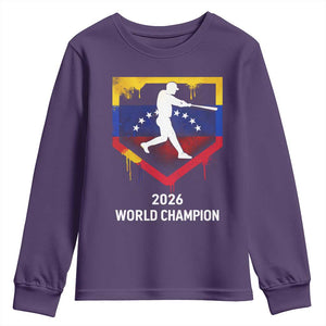 Venezuela Baseball 2026 Youth Sweatshirt Venezuelan Flag Baseball Fan Gift TS10 Purple Print Your Wear