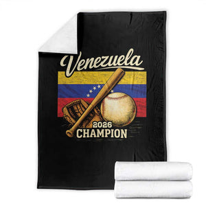 Venezuela Baseball 2026 Throw Blanket Champions Vintage Venezuelan Flag Baseball Fan Gift TS10 Black Print Your Wear