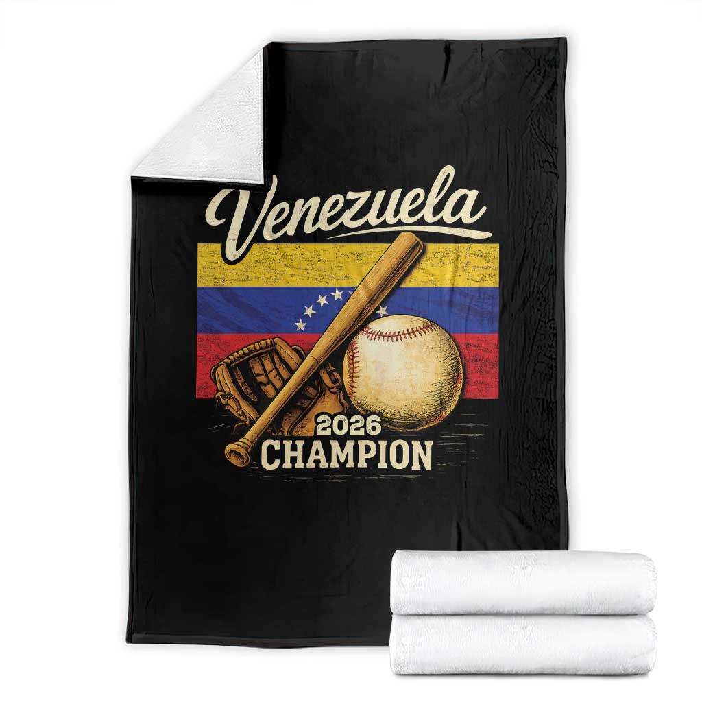 Venezuela Baseball 2026 Throw Blanket Champions Vintage Venezuelan Flag Baseball Fan Gift TS10 Black Print Your Wear