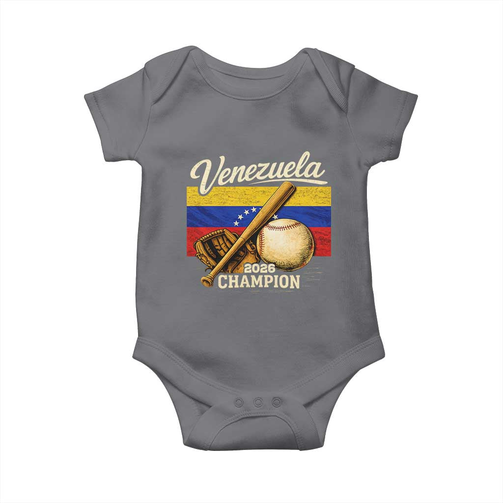 Venezuela Baseball 2026 Baby Onesie Champions Vintage Venezuelan Flag Baseball Fan Gift TS10 Charcoal Print Your Wear