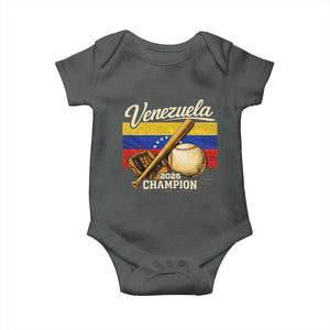 Venezuela Baseball 2026 Baby Onesie Champions Vintage Venezuelan Flag Baseball Fan Gift TS10 Dark Heather Print Your Wear