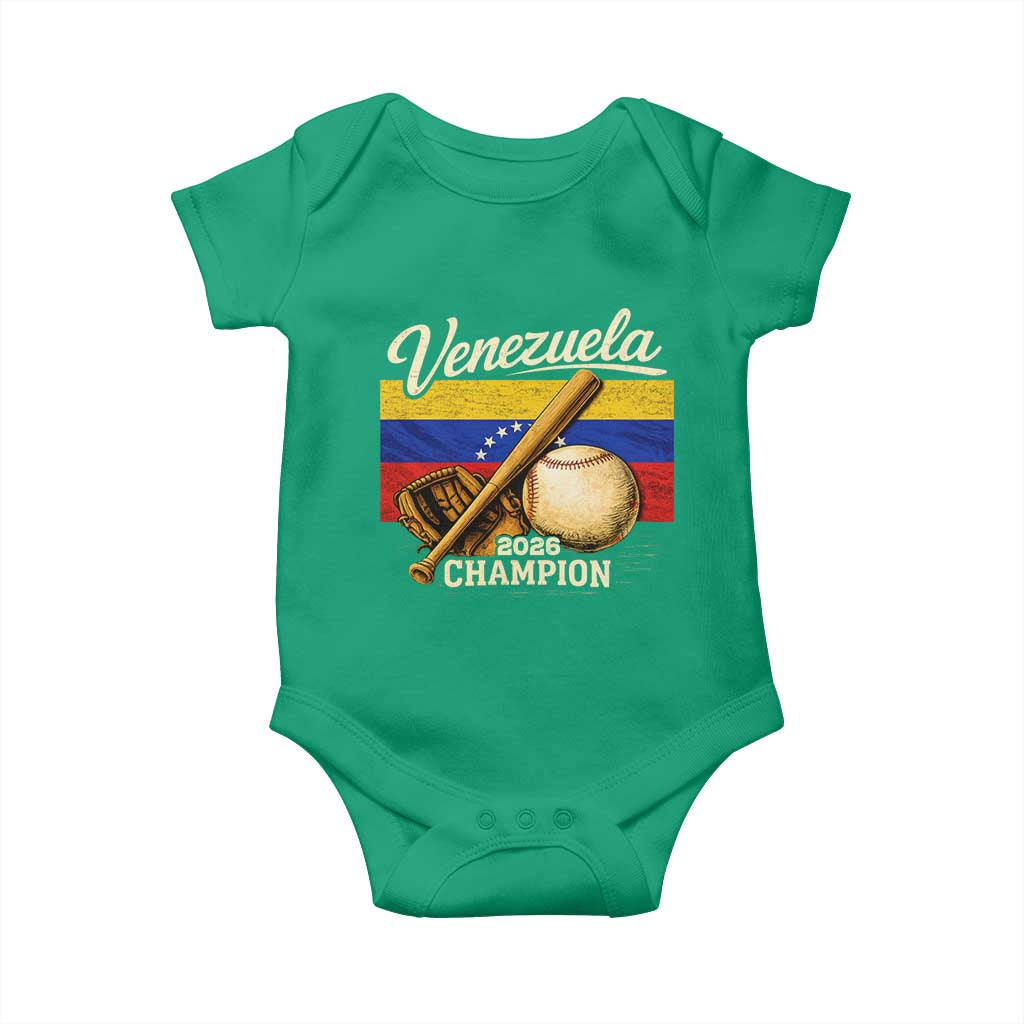 Venezuela Baseball 2026 Baby Onesie Champions Vintage Venezuelan Flag Baseball Fan Gift TS10 Irish Green Print Your Wear