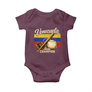 Venezuela Baseball 2026 Baby Onesie Champions Vintage Venezuelan Flag Baseball Fan Gift TS10 Maroon Print Your Wear