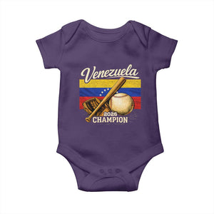 Venezuela Baseball 2026 Baby Onesie Champions Vintage Venezuelan Flag Baseball Fan Gift TS10 Purple Print Your Wear