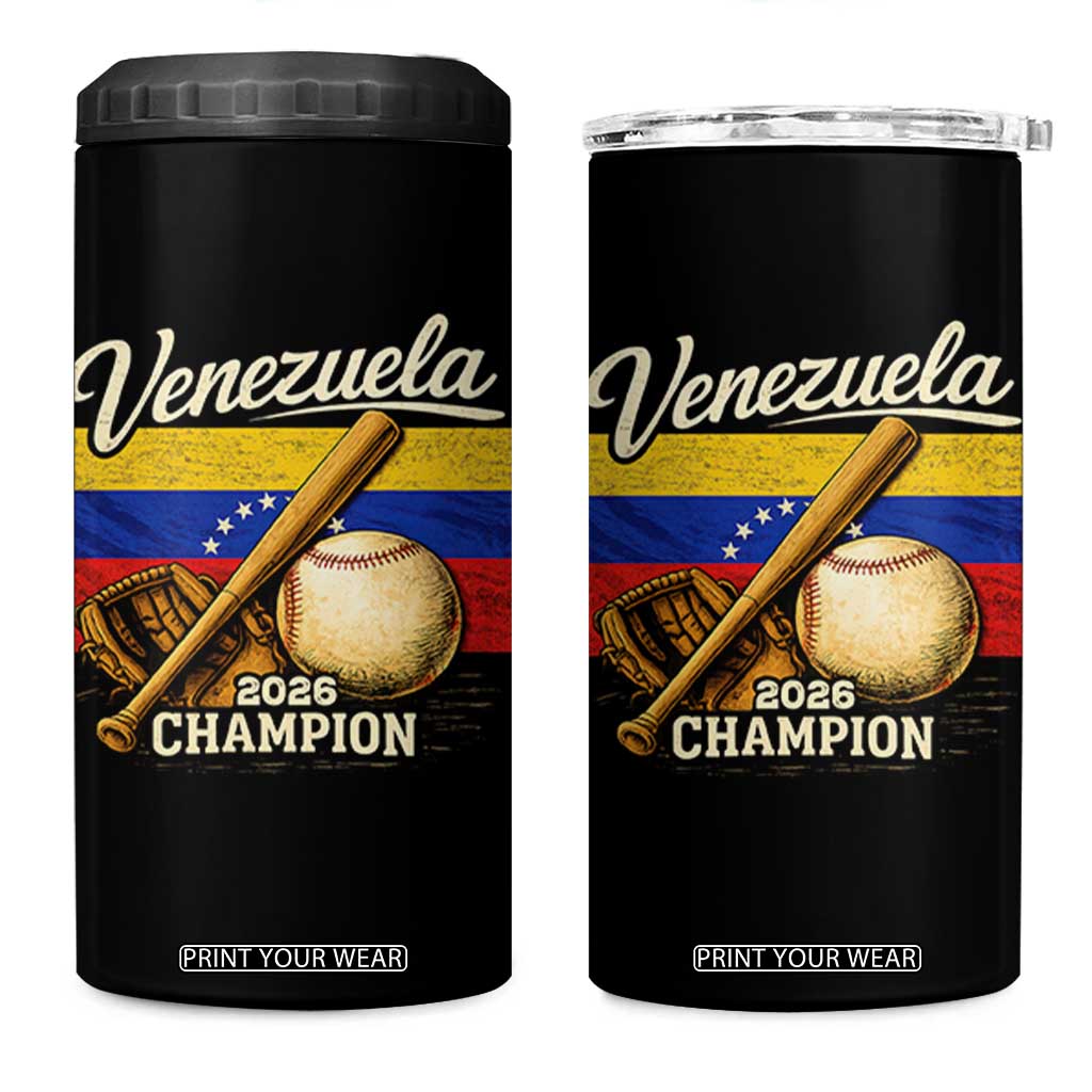 Venezuela Baseball 2026 4 in 1 Can Cooler Tumbler Champions Vintage Venezuelan Flag Baseball Fan Gift TS10 One Size: 16 oz Black Print Your Wear
