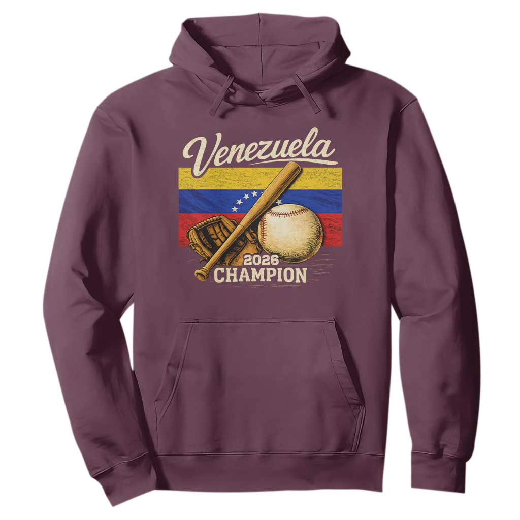 Venezuela Baseball 2026 Hoodie Champions Vintage Venezuelan Flag Baseball Fan Gift TS10 Maroon Print Your Wear