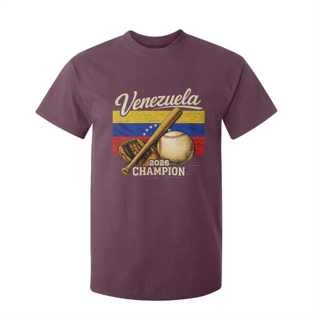 Venezuela Baseball 2026 T Shirt For Kid Champions Vintage Venezuelan Flag Baseball Fan Gift TS10 Maroon Print Your Wear