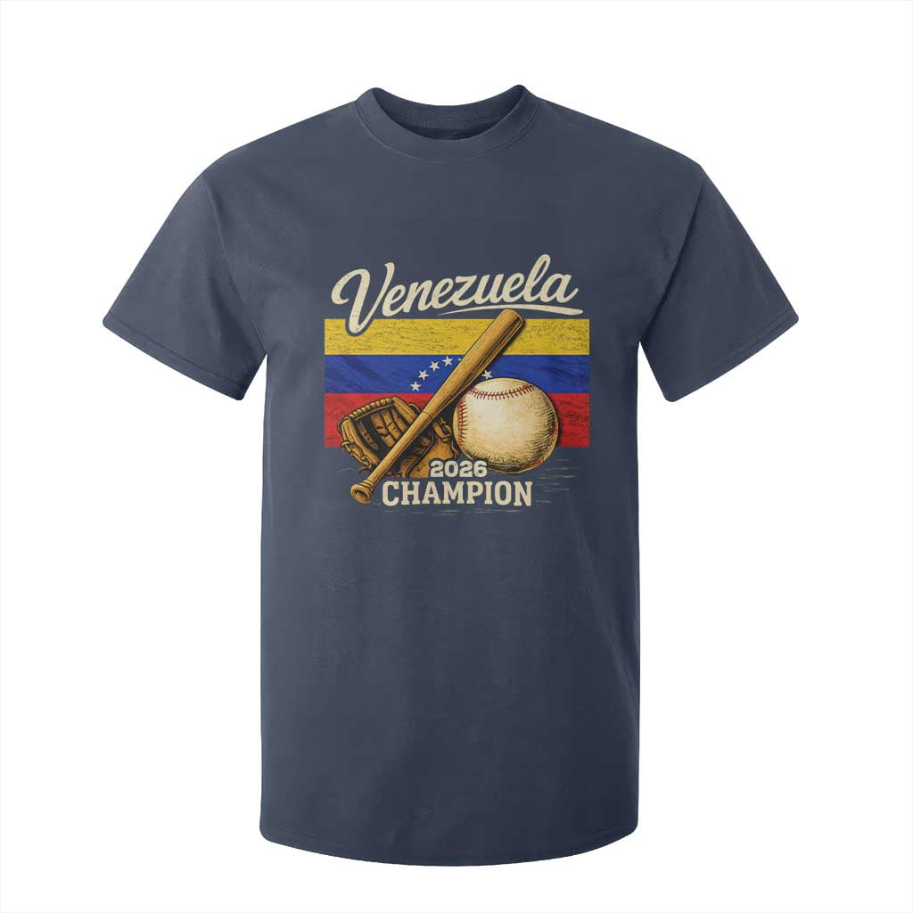 Venezuela Baseball 2026 T Shirt For Kid Champions Vintage Venezuelan Flag Baseball Fan Gift TS10 Navy Print Your Wear