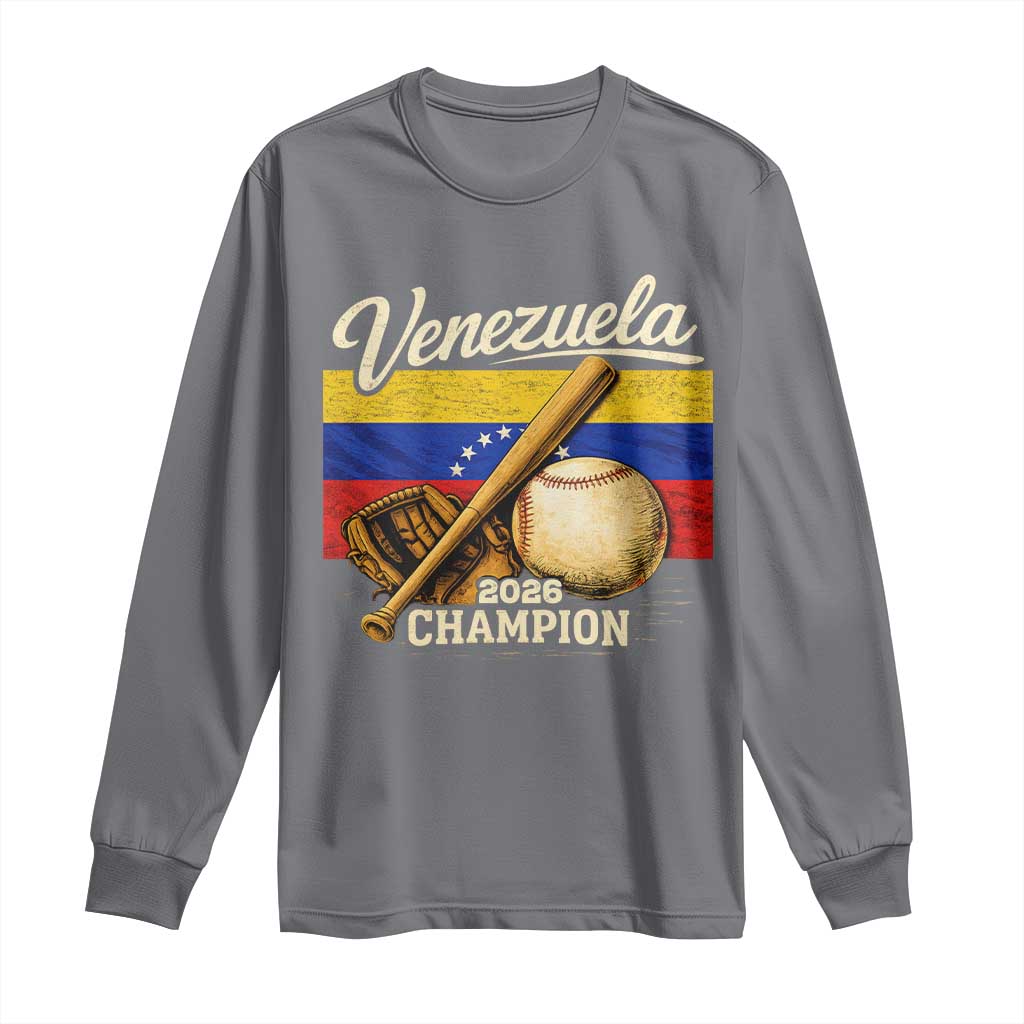 Venezuela Baseball 2026 Long Sleeve Shirt Champions Vintage Venezuelan Flag Baseball Fan Gift TS10 Charcoal Print Your Wear