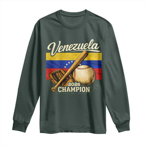 Venezuela Baseball 2026 Long Sleeve Shirt Champions Vintage Venezuelan Flag Baseball Fan Gift TS10 Dark Forest Green Print Your Wear
