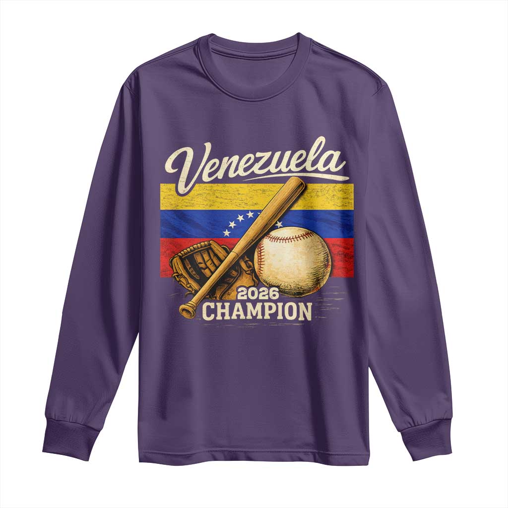 Venezuela Baseball 2026 Long Sleeve Shirt Champions Vintage Venezuelan Flag Baseball Fan Gift TS10 Purple Print Your Wear