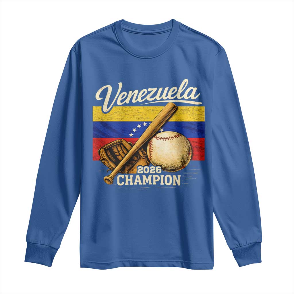 Venezuela Baseball 2026 Long Sleeve Shirt Champions Vintage Venezuelan Flag Baseball Fan Gift TS10 Royal Blue Print Your Wear