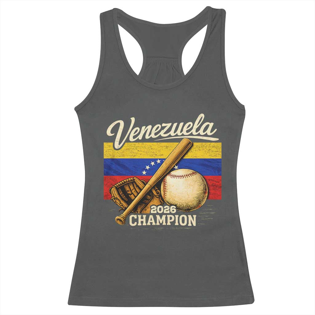 Venezuela Baseball 2026 Racerback Tank Top Champions Vintage Venezuelan Flag Baseball Fan Gift TS10 Dark Heather Print Your Wear